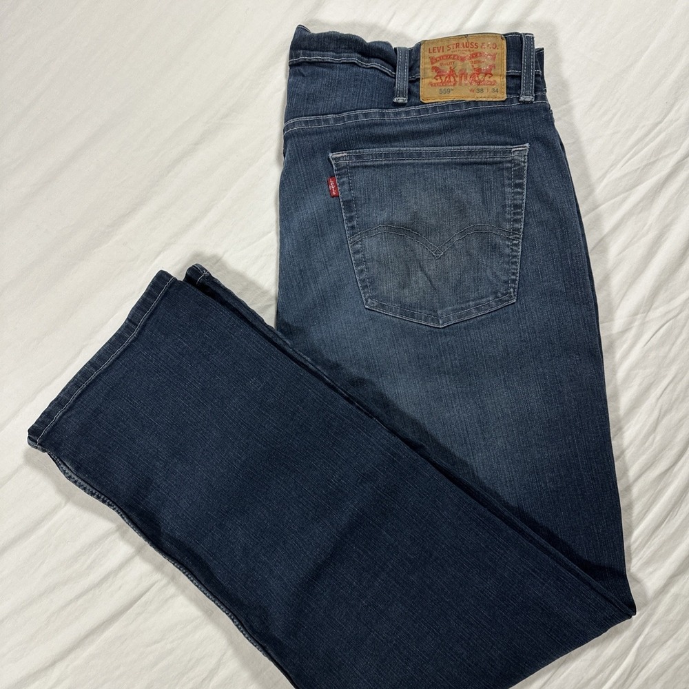 Levi's 559 Jeans Mens 38x34 Relaxed Straight Blue Denim Dark Wash